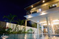 swimming pool at night